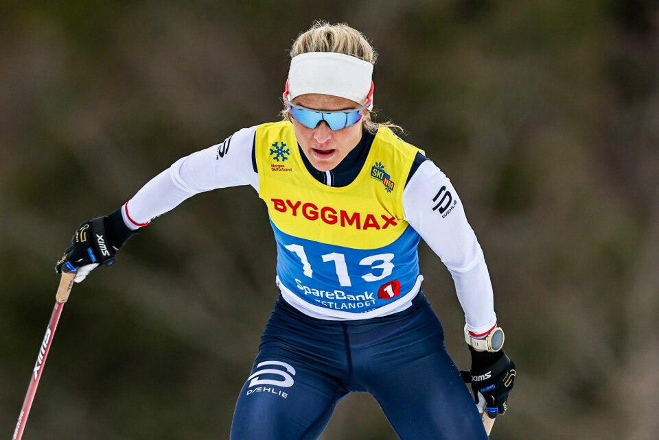 Therese Johaug i aksjon lørdag. Therese Johaug under NM. Foto: Geir Olsen / NTB