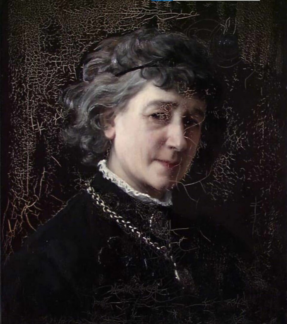 Selvportrett av Mathilde Dietrichson på sine eldre dager. Selvportrett av Mathilde Dietrichson på sine eldre dager.
