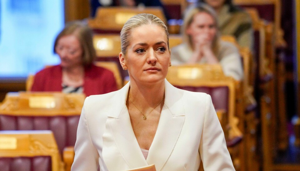 Justisminister Emilie Enger Mehl (Sp) redegjorde for NSM-saken i Stortinget 16. januar, men først fredag 10. mai erkjente hun på spørsmål fra kontrollkomiteen i Stortinget, å ha hatt det konstitusjonelle ansvaret i saken. Tirsdag redegjorde justis- og beredskapsminister Emilie Enger Mehl (Sp) for NSM-saken i Stortinget. Foto: Ole Berg-Rusten / NTB