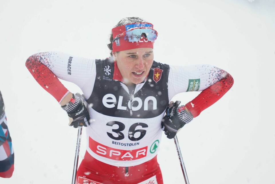 Lotta Udnes Weng under sprint klassisk prolog under NM på aki på Beitostølen fredag. Lotta Udnes Weng røk ut i prologen på Beitostølen fredag. Foto: Terje Pedersen / NTB