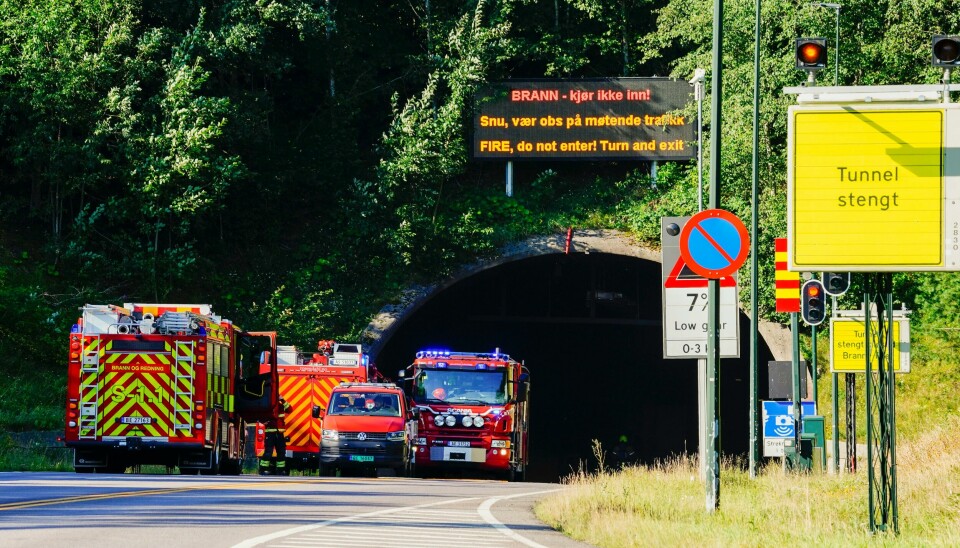 Bildet er fra da det brant i en lastebil i Oslofjordtunnelen i 2021. Bildet er fra da det brant i en lastebil i Oslofjordtunnelen i 2021. Foto: Håkon Mosvold Larsen / NTB