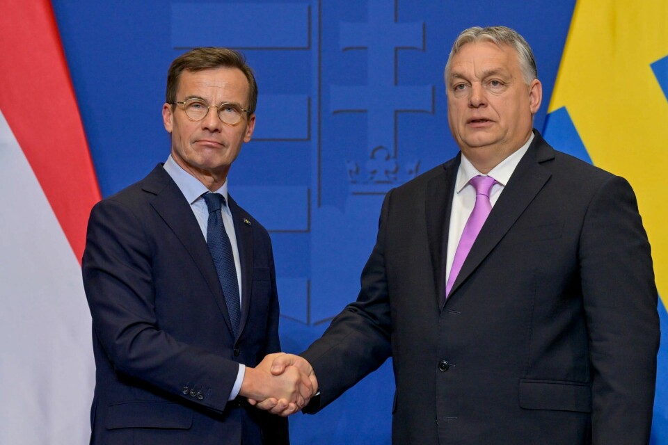 Ungarn er det siste landet i Nato som ikke har godkjent at svenskene skal slippe inn. Her fra forrige uke, da Sveriges statsminister Ulf Kristersson besøkte Viktor Orban i Ungarn. Ungarn er det siste landet i Nato som ikke har godkjent at svenskene skal slippe inn. Her fra forrige uke, da Sveriges statsminister Ulf Kristersson besøkte Viktor Orban i Ungarn.