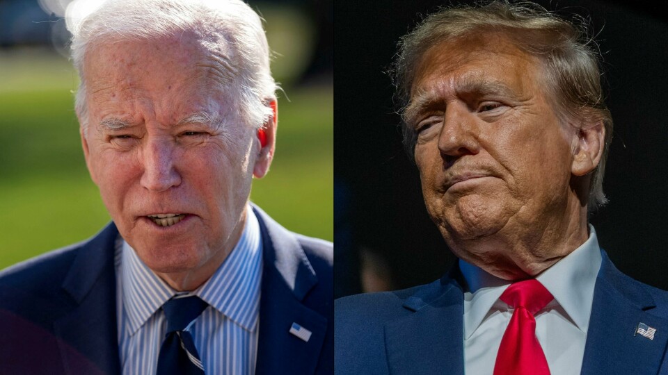 USAs president Joe Biden (til venstre) og ekspresident Donald Trump er begge eldre menn. Amerikanske velgere er særlig bekymret for helsa til Biden og rettstvistene til Trump. Sammenslåtte portretter
