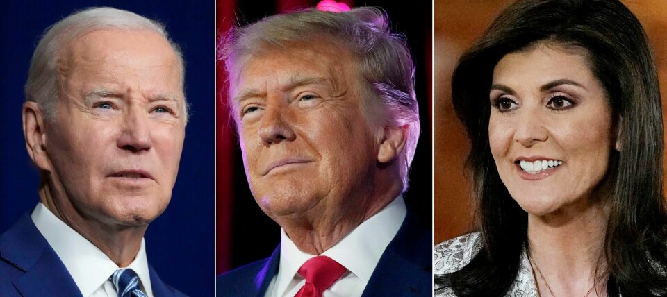 Joe Biden (t.v.), Donald Trump og Nikki Haley. Joe Biden (t.v.), Donald Trump og Nikki Haley.