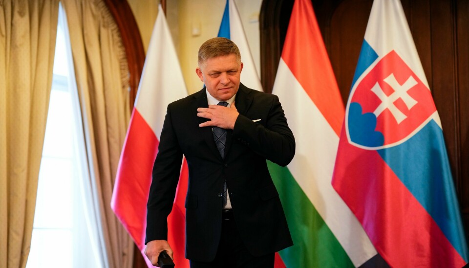 Robert Fico. Slovakia's Prime Minister Robert Fico arrives for the V4 meeting in Prague, Czech Republic, Tuesday, Feb. 27, 2024. (AP Photo/Petr David Josek)