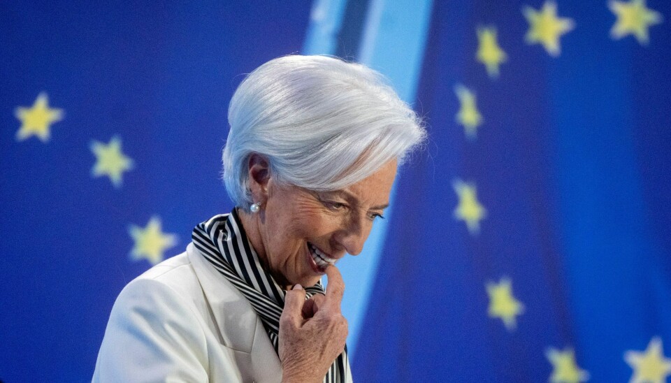 Den europeiske sentralbanken sjef Christine Lagarde. Sentralbanken holder styringsrenta uendret på 4 prosent, der den har ligget siden september. Den europeiske sentralbanken sjef Christine Lagarde. Sentralbanken holder styringsrenta uendret på 4 prosent, der den har ligget siden september. Foto: Michael Probst / AP / NTB