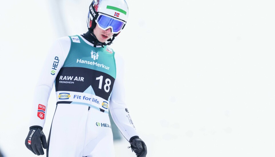 Halvor Egner Granerud etter sitt finalehopp under tirsdagens Raw Air-renn i Granåsen. Halvor Egner Granerud etter sitt finalehopp under tirsdagens Raw Air-renn i Granåsen. Foto: Geir Olsen / NTB