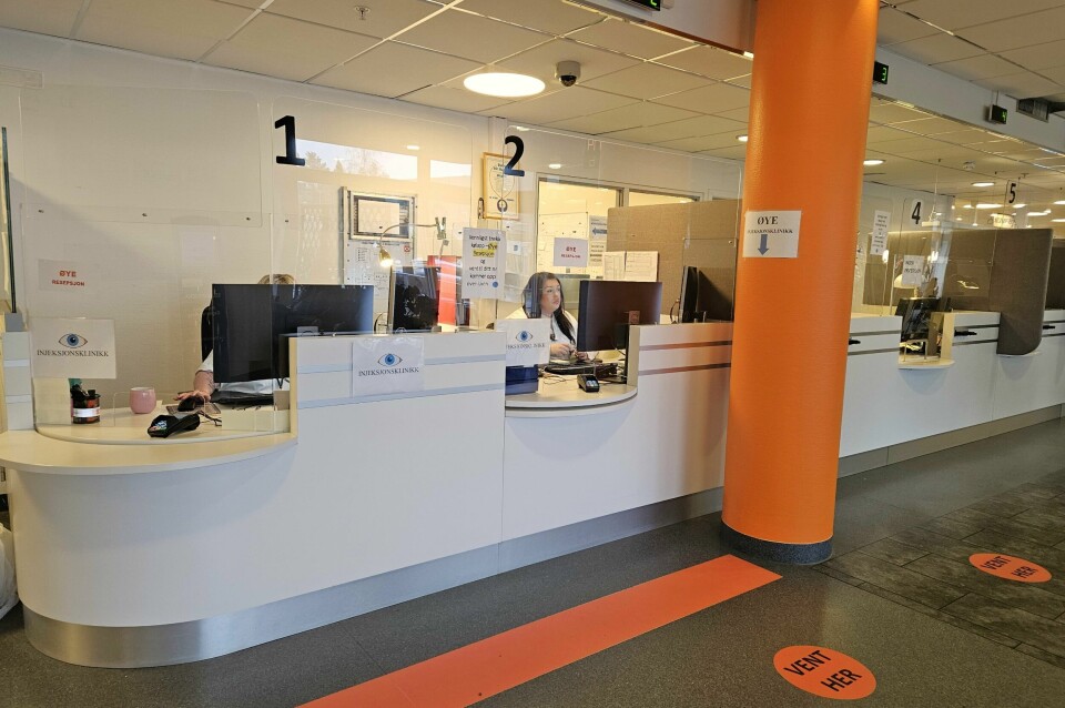 Dette er den nye øyeinjeksjonsavdelingen på sykehuset i Østfold. Etter etableringen har det ikke vært nye fristbrudd. Øyeinjeksjonsavdelingen på sykehuset i Østfold.