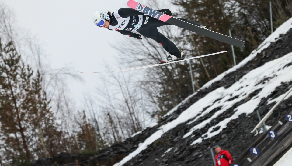 Johann Forfang i aksjon i Vikersund. Johann Forfang i aksjon i Vikersund. Foto: Geir Olsen / NTB