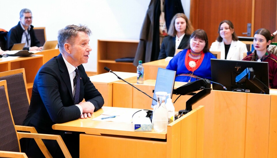 Energiminister Terje Aasland (Ap) fra da han vitnet i Fosen-saken torsdag. Energiminister Terje Aasland (Ap) fra da han vitnet i Fosen-saken torsdag. Foto: Ole Berg-Rusten / NTB