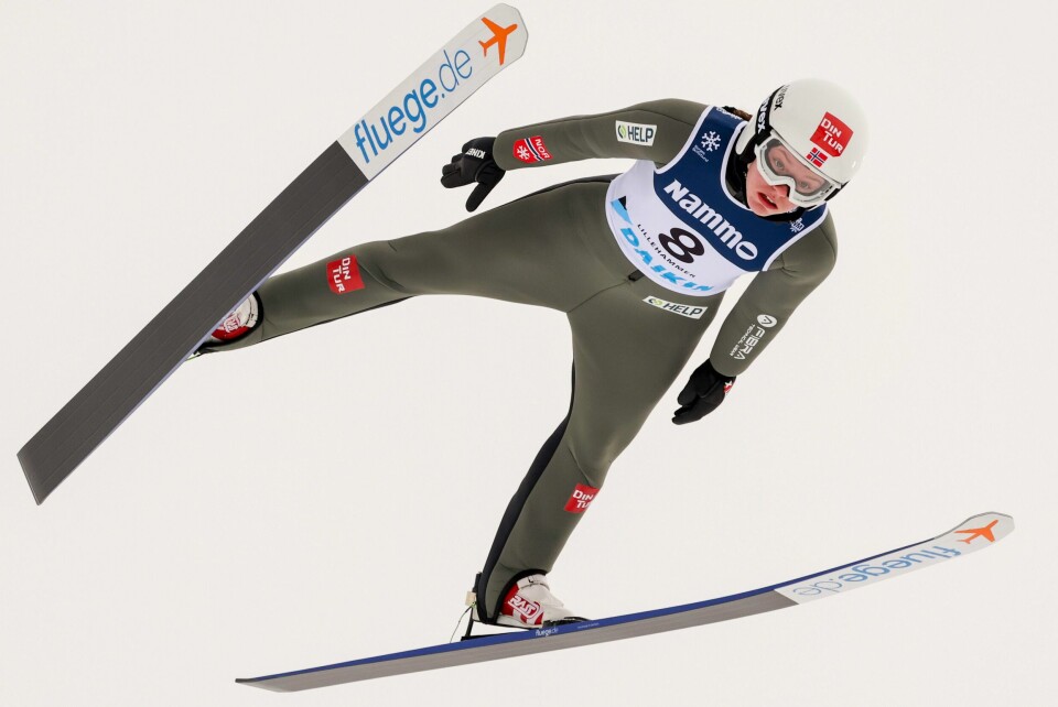 Eirin Maria Kvandal i 1. omgang under NM i hopp stor bakke i Lysgårdsbakken på Lillehammer tirsdag. Eirin Maria Kvandal i 1. omgang under NM i hopp stor bakke i Lysgårdsbakken på Lillehammer tirsdag. Foto: Geir Olsen / NTB.