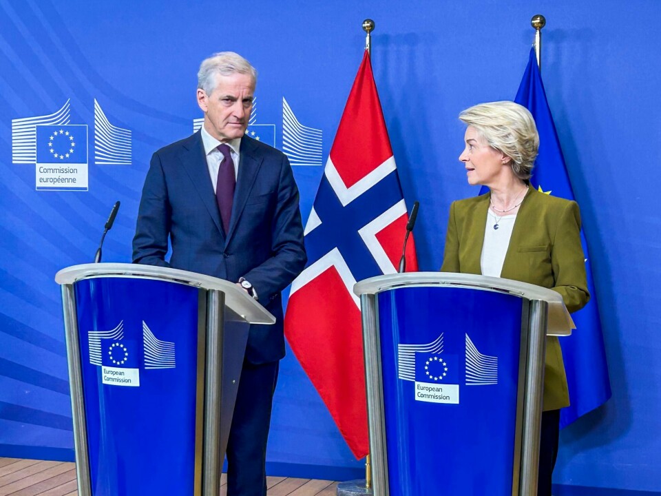 Statsminister Jonas Gahr Støre møter Europakommisjonens president Ursula von der Leyen for å signere avtale om «Grønn allianse», eit høgnivåsamarbeid om energi, industri og klima mellom Noreg og EU. Statsminister Jonas Gahr Støre har i eit brev prøvd å overtyde EU-kommisjonens president Ursula von der Leyen om at gruvedrift på havbotnen ikkje er ein dårleg idé. Foto: Ingrid Brandal Myklebust / SMK / NTB / NPK