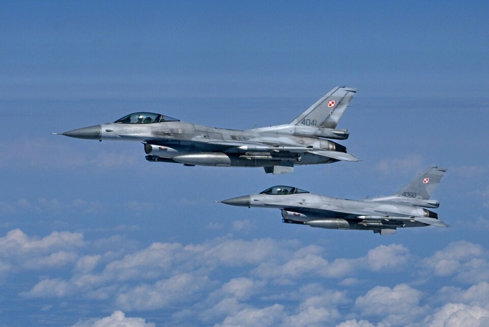 Natt til søndag uttalte det polske luftforsvaret at Polen og allierte land hadde sendt fly på vingene. Dette bildet er av polske jagerfly under en Nato-øvelse i 2023. Natt til søndag uttalte det polske luftforsvaret at Polen og allierte land hadde sendt fly på vingene. Dette bildet er av polske jagerfly under en Nato-øvelse i 2023.