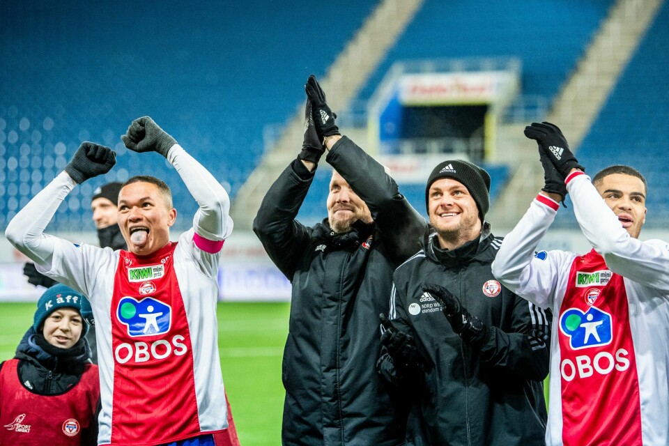 Dadi Dodou Gaye (t.v.) og Jørgen Isnes gjenforenes i Strømsgodset. Her fra tiden i KFUM Oslo. Dadi Dodou Gaye (t.v.) og Jørgen Isnes gjenforenes i Strømsgodset. Foto: Annika Byrde / NTB