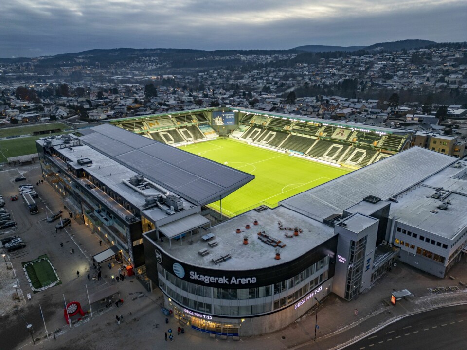 Bildet viser den aktuelle fotballstadion Skagerak Arena, men fra en helt annen dag. Bildet viser den aktuelle fotballstadion Skagerak Arena, men fra en helt annen dag. Arkivfoto: Tor Erik Schrøder / NTB