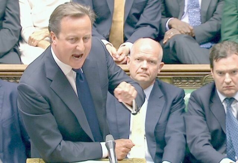Statsminister David Cameron var engasjert i debatten om Storbritannia skal delta i et raskt angrep på Syria, men han led nederlag i avstemmingen. FOTO: REUTERS/NTB SCANPIX