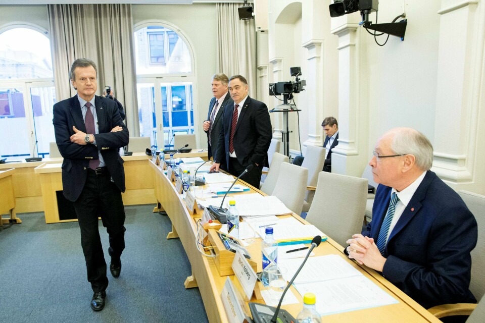 Her snakket han ikke sant: Under høringen i Stortingets kontroll- og konstitusjonskomité, la ikke Telenor-sjef Jon Fredrik Baksaas fram all informasjon for komiteens leder, Martin Kolberg. Nå vil de møtes igjen fordi kontrollkomiteen innkaller til ny høring. Foto: Håkon Mosvold Larsen/NTB scanpix