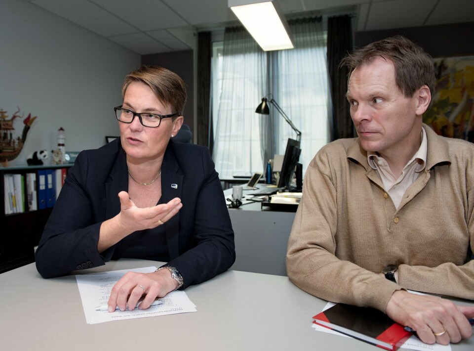 Klima- og miljøminister Tine Sundtoft og Norges klimaforhandler, Aslak Brun, håper en ny klimaavtale vil inneholde et globalt utslippsmål og en mekanisme for rapportering og justering av alle lands utslippsmål. FOTO: MIMSY MØLLER