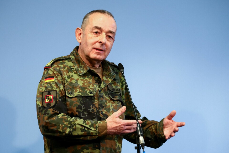 Den tyske forsvarstoppen Carsten Breuer. Inspector General of the Bundeswehr Carsten Breuer speaks on the day German Defence Minister Boris Pistorius (not pictured) announces the decision of the new general structure of the armed forces, in Berlin, Germany April 4, 2024. REUTERS/Lisi Niesner