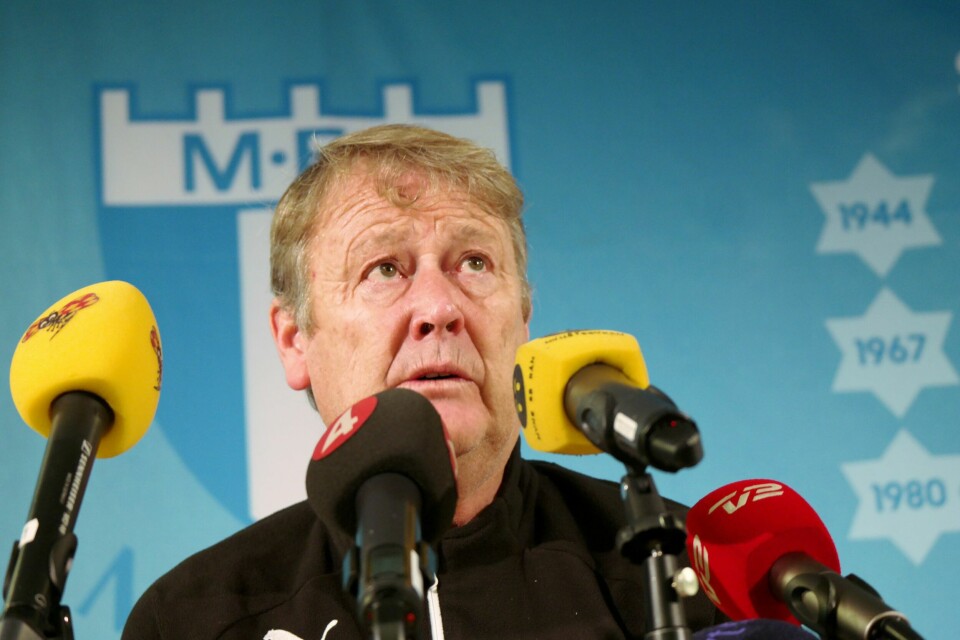 Åge Hareide på onsdagens pressekonferanse i Malmö. FOTO: NTB SCANPIX