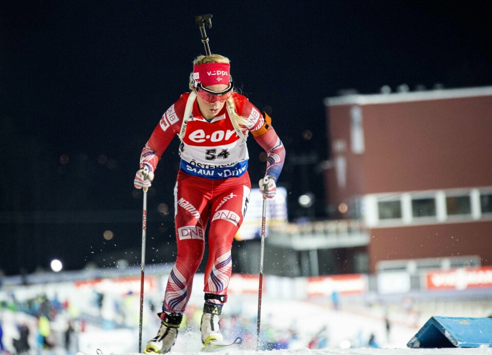 Tiril Eckhoff hadde god fart i sporet i Östersund torsdag. FOTO: CHRISTINE OLSSON/NTB SCANPIX