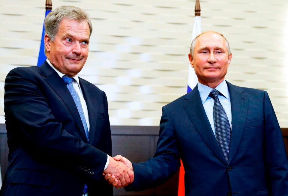 Sauli Niinistö avbildet med Russlands president Vladimir Putin i 2018. Sauli Niinistö avbildet med Russlands president Vladimir Putin i 2018.