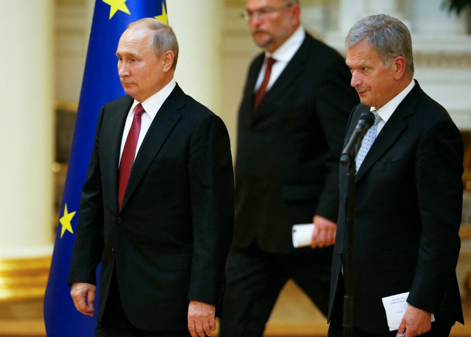Finlands ekspresident Sauli Niinistö (t.h.) har møtt Vladimir Putin flere ganger opp gjennom årene. Han mener Vesten må vise styrke overfor Russlands president.