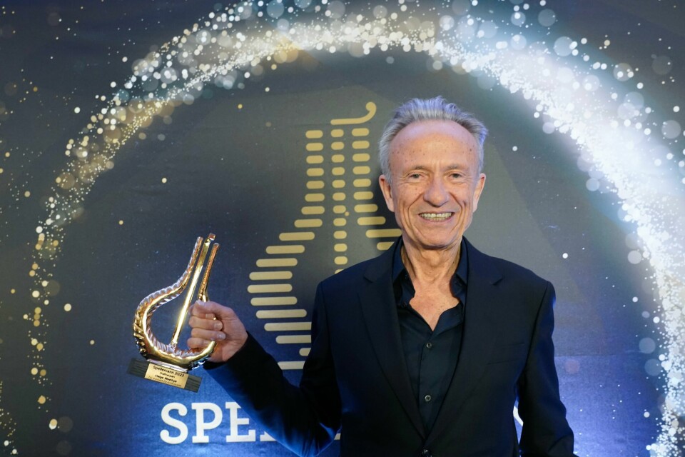 Oslo 20240404. Helge Westbye, som er grunnlegger av plateselskapet Grappa, vant Gullharpen under Spellemannprisen 2023 torsdag kveld.Foto: Terje Bendiksby / NTB Helge Westbye, som er grunnlegger av plateselskapet Grappa, vant Gullharpen under Spellemannprisen 2023 torsdag kveld. Foto: Terje Bendiksby / NTB