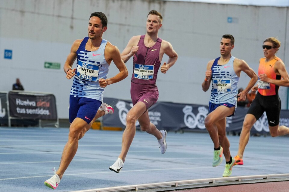 Filip Ingebrigtsen var ikke i nærheten av noen av kravene til de to mesterskapene denne sommeren. Filip Ingebrigtsen i spanske Huelva tirsdag kveld. Foto: Sergio Mateo María / Sportmedia.es / NTB