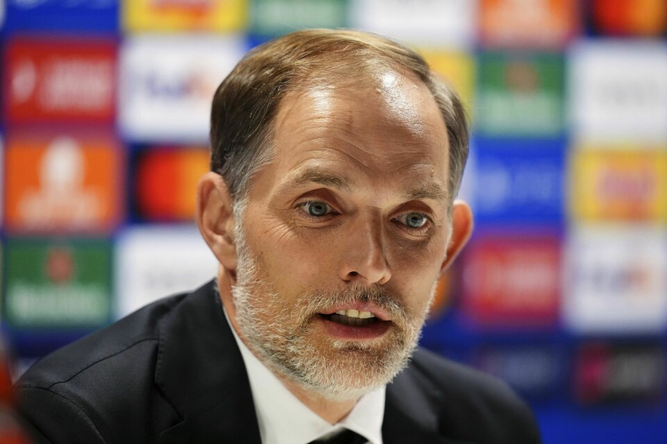 Thomas Tuchel møtte pressen mandag. Thomas Tuchel møtte pressen mandag. Foto: John Walton/PA via AP / NTB