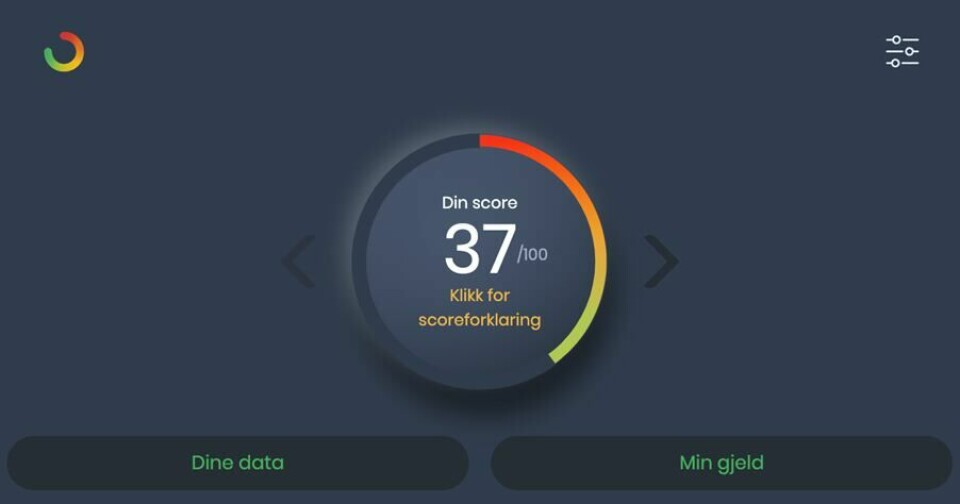 Kredittscore er et tall som reflekterer hvor kredittverdig du er som forbruker. Screenshot av uScore.