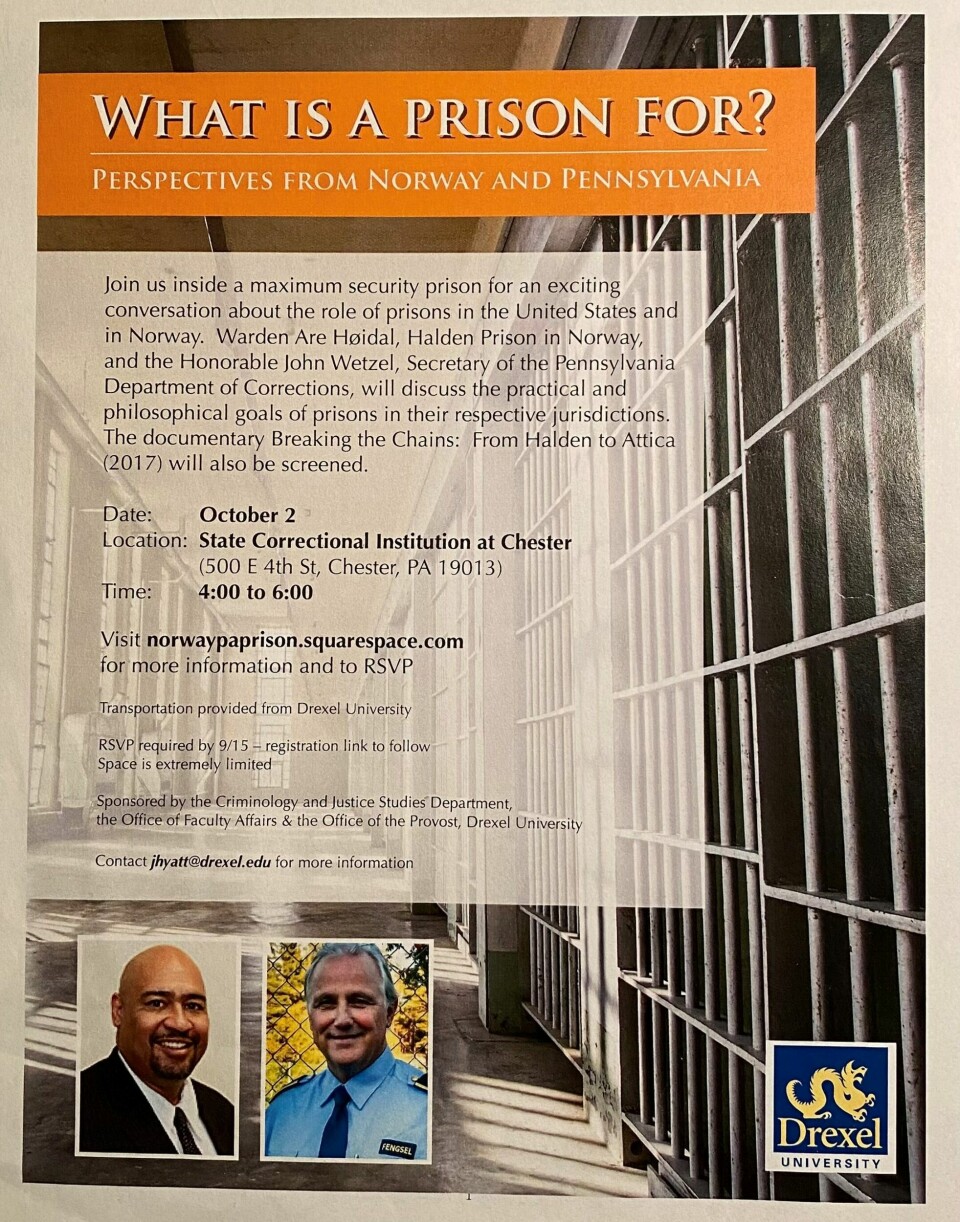 l Chester prison holdt Are Høidal foredrag om norsk kriminalomsorg og Halden fengsel. – Det ble egentlig starten på det hele, sier han. l Chester prison holdt Are Høidal foredrag om norsk kriminalomsorg og Halden fengsel. – Det ble egentlig starten på det hele, sier han.
