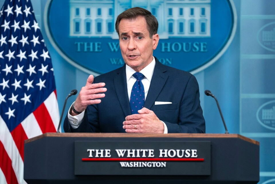 Talsmann for USAs nasjonale sikkerhetsråd John Kirby sier at USA ikke ønsker en eskalering av krisen i Midtøsten. Talsmann for USAs nasjonale sikkerhetsråd John Kirby sier at USA ikke ønsker en eskalering av krisen i Midtøsten. Foto: Evan Vucci / AP / NTB