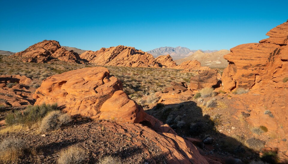 De millioner av år gamle fjellformasjonene befinner seg i Lake Mead National Recreation Area i Nevada. De millioner av år gamle fjellformasjonene befinner seg i Lake Mead National Recreation Area, like utenfor Las Vegas.