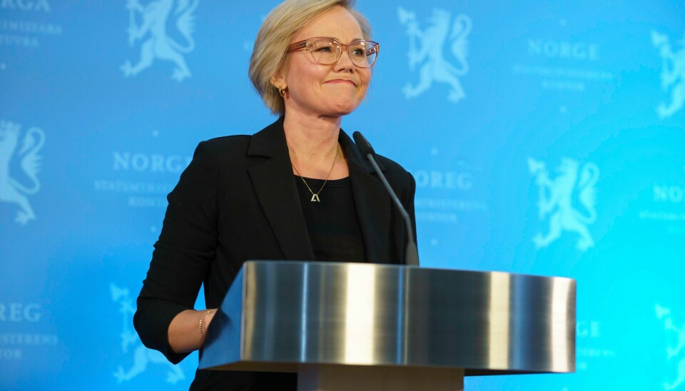 Tidligere helse- og omsorgsminister Ingvild Kjerkol (Ap) under pressekonferansen på Statsministerens kontor der hun annonserte at hun gikk av. Tidligere helse- og omsorgsminister Ingvild Kjerkol (Ap) under pressekonferansen på Statsministerens kontor der hun annonserte at hun gikk av. Foto: Cornelius Poppe / NTB