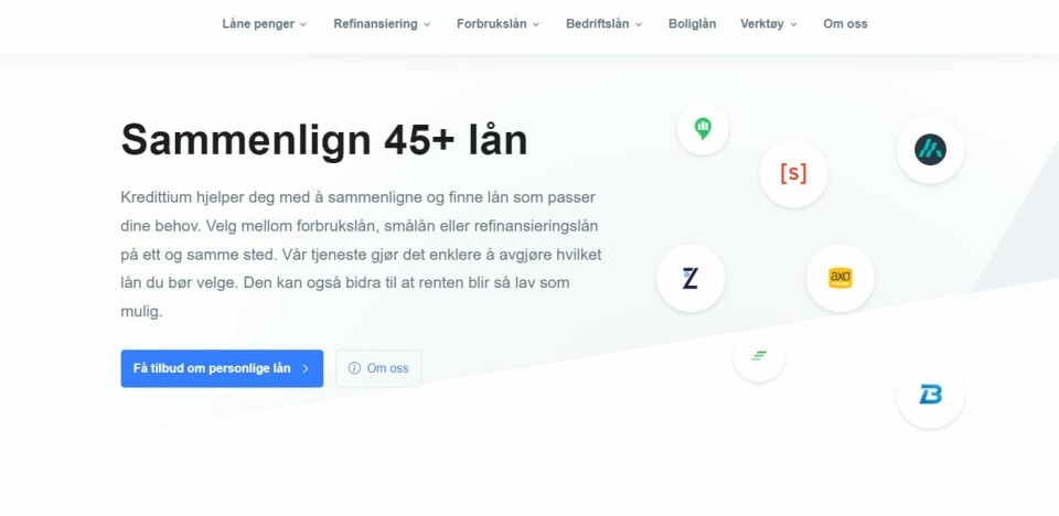 Våre tjenester gjør det enklere å avgjøre hvilket lån du bør velge. Skjermdump: Kredittium.no Våre tjenester gjør det enklere å avgjøre hvilket lån du bør velge.