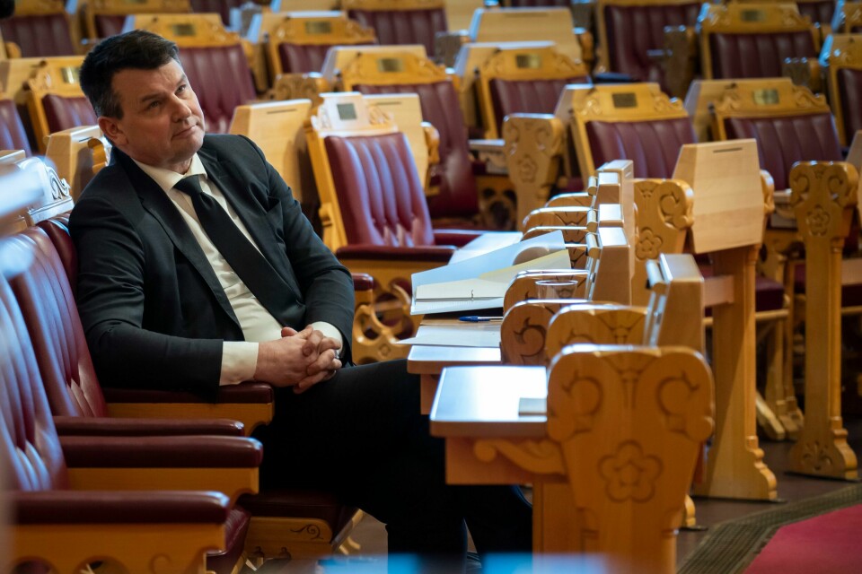 Tor Mikkel Wara i stortingssalen fra tiden som justisminister i 2019. Tor Mikkel Wara i stortingssalen fra tiden som justisminister i 2019. Foto: Heiko Junge / NTB