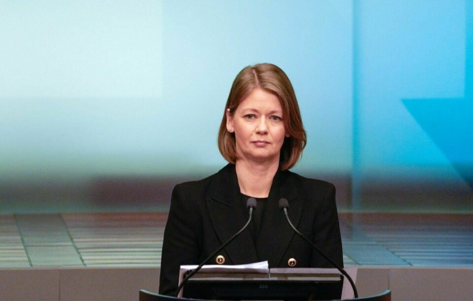 Sentralbanksjef Ida Wolden Bache. RentebeslutningEmneknaggerPersonerSOCRentebeslutningOslo 20240321. Sentralbanksjef Ida Wolden Bache på pressekonferansen etter Norges Banks rentebeslutning torsdag. Foto: Ole Berg-Rusten / NTB