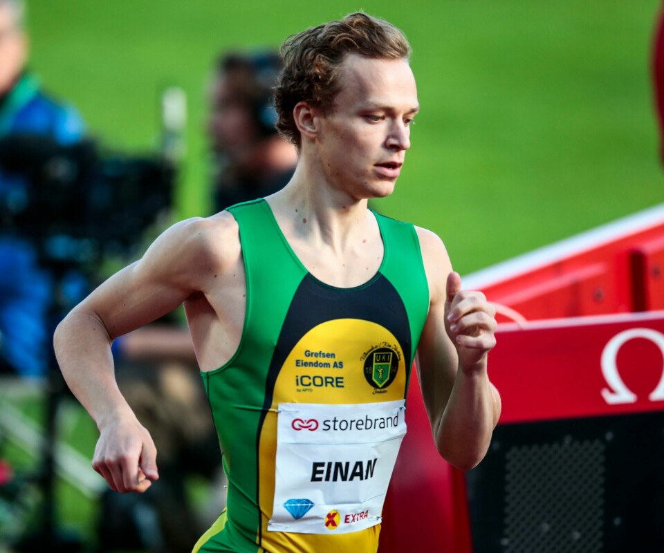 Markus Einan løp inn til seier for Ull/Kisa på Holmenkollstafetten. Bildet er fra et annet løp. Ullensaker/Kisas Markus Einan var ankermannn da laget løp inn til sin første seier i Holmenkollstafetten. Foto: Lise Åserud / NTB