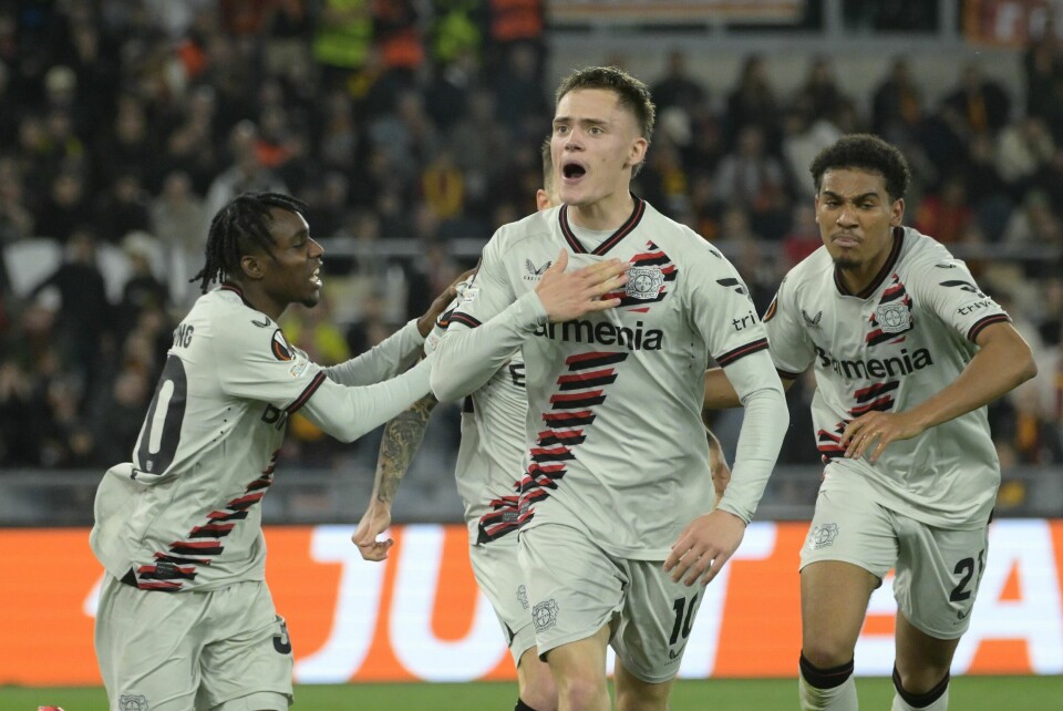 Florian Wirtz jubler for scoring mot Roma torsdag. Florian Wirtz jubler for scoring mot Roma torsdag. Foto: Fabrizio Corradetti / LaPresse via AP / NTB