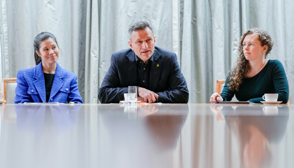 Nestleder i MDG Lan Marie Berg (til venstre), partileder Arild Hermstad og nestleder Ingrid Liland er enstemmig gjenvalgt av partiets landsmøte. Nestleder i MDG Lan Marie Berg (til venstre), partileder Arild Hermstad og nestleder Ingrid Liland er enstemmig gjenvalgt av partiets landsmøte. Foto: Beate Oma Dahle / NTB