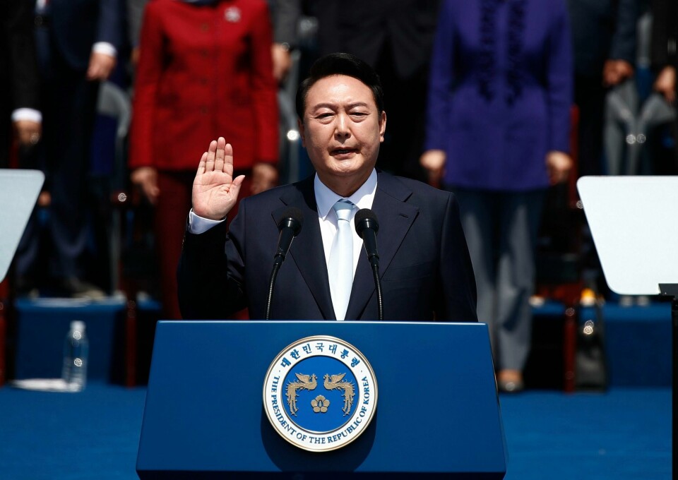 Sør-Koreas president Yoon Suk-yeol vil etablere et nytt departement for å få opp landets svært lave fødselsrate. Sør-Koreas president Yoon Suk-yeol vil etablere et nytt departement for å få opp landets svært lave fødselsrate. Foto: Jeon Heon-kyn / Pool via AP / NTB