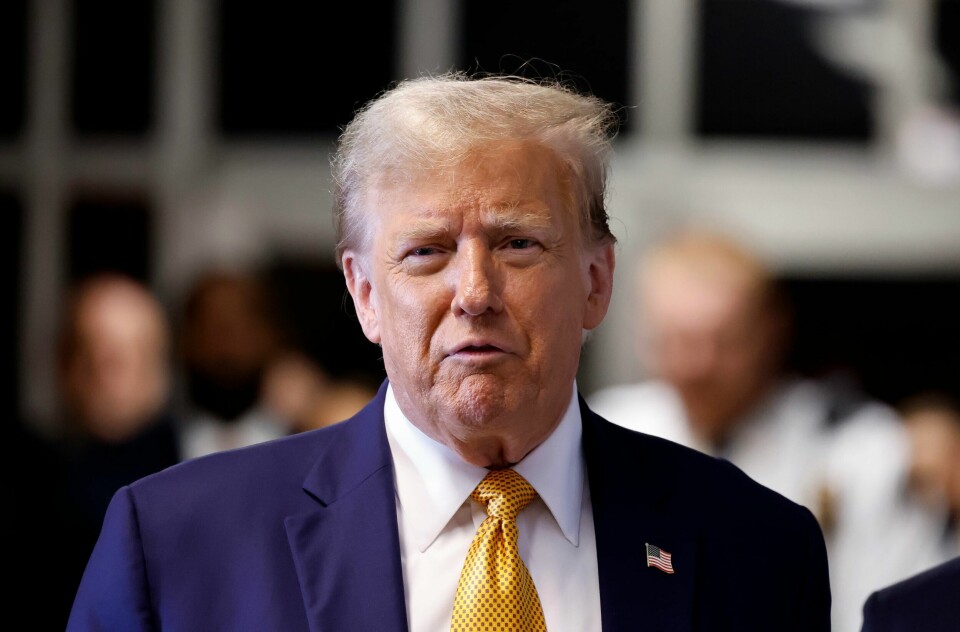 Republikaner og ekspresident Donald Trump sikter igjen mot maktens korridorer i Washington D.C. etter valget i USA i november. Former President Donald Trump speaks to the media as he arrives at Manhattan criminal court before his trial in New York, Tuesday, May 14, 2024. (Michael M. Santiago/Pool Photo via AP)