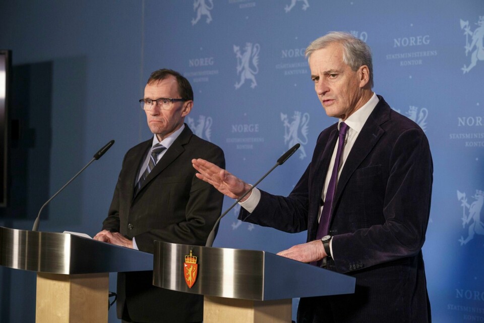 Utenriksminister Espen Barth Eide (Ap) (t.v.) og statsminister Jonas Gahr Støre (Ap), her fra november 2023. Utenriksminister Espen Barth Eide (Ap) (t.v.) og statsminister Jonas Gahr Støre (Ap), her fra november 2023.