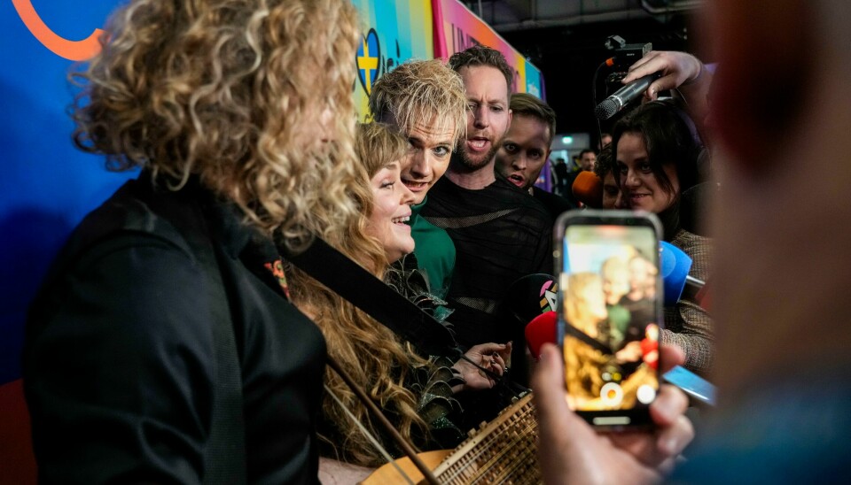 Bandet Gåte med vokalist Gunhild Sundli etter finale i Eurovision Song Contest 2024. Bandet Gåte med vokalist Gunhild Sundli etter finale i Eurovision Song Contest 2024. Foto: Terje Bendiksby / NTB