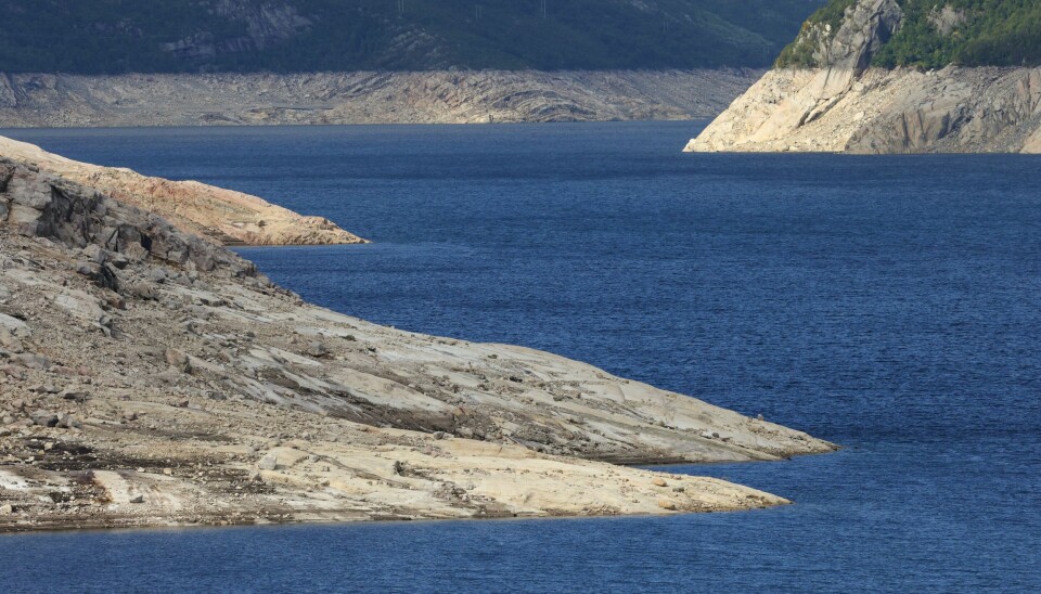 Dette bildet er fra Vatnedalsvatn, det største magasinet i Otravassdraget, i august 2022. Fyllingsgraden i dette området var da litt over 50 prosent, mens den nå er 52,9. Dette bildet er fra Vatnedalsvatn, det største magasinet i Otravassdraget, i august 2022. Fyllingsgraden i dette området var da litt over 50 prosent, mens den nå er 52,9. Foto: Ørn E. Borgen / NTB