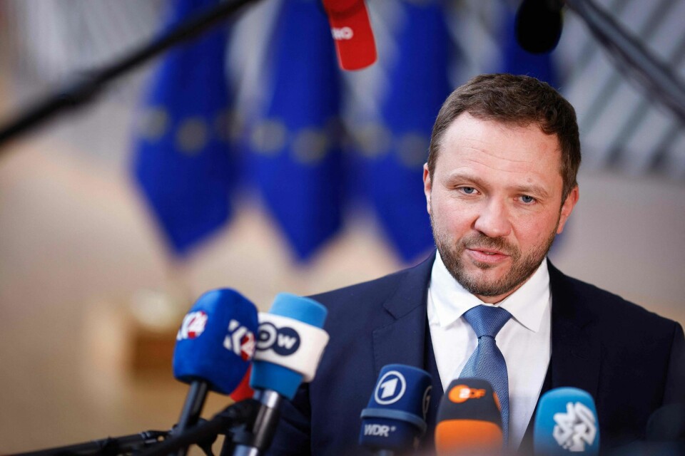 Margus Tsahkna, som ble Estlands utenriksminister våren 2023, advarer mot Vladimir Putins planer. Estonian Minister of Foreign Affairs Margus Tsahkna addresses media ahead of a Foreign Affairs Council (FAC) meeting at the EU headquarters in Brussels, on March 18, 2024. (Photo by Kenzo TRIBOUILLARD / AFP)