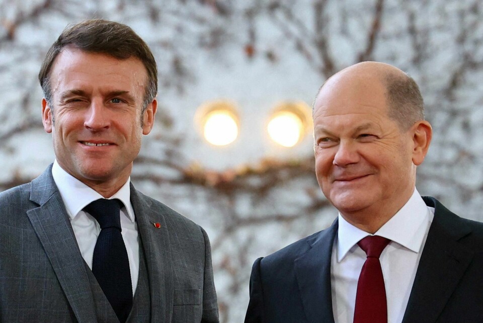 Frankrikes president Emmanuel Macron og Tysklands statsminister Olaf Scholz, her fra 2023. Frankrikes president Emmanuel Macron og Tysklands statsminister Olaf Scholz.