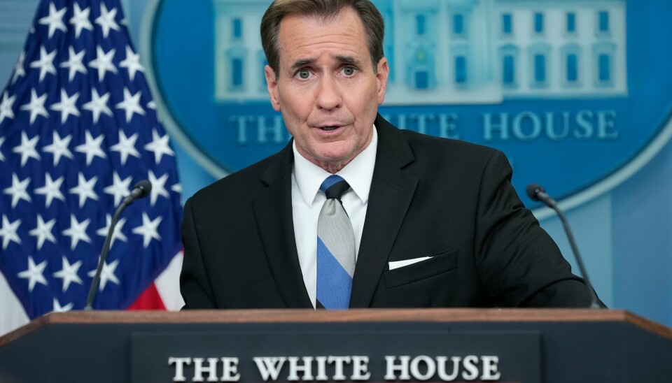 John Kirby, talsmann for USAs nasjonale sikkerhetsråd, sier at amerikanske myndigheter er skuffet over påstanden om at de har holdt tilbake våpen til Israel. Det blir ingen endring i USAs støtte til Israel, sa talsmann for Det hvite hus John Kirby til pressen tirsdag. Foto: Susan Walsh / AP / NTB