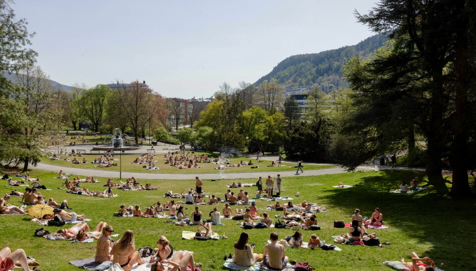 Det har vært rekordmange dager med temperatur på over 20 grader i Bergen i mai. Her fra Nygårdsparken 2. mai. Det har vært rekordmange dager med temperatur på over 20 grader i Bergen i mai. Her fra Nygårdsparken 2. mai. Foto: Paul S. Amundsen / NTB